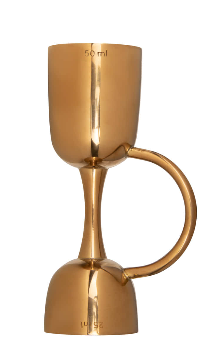 Rosegoldenes Cocktail Barmaß Coley Jigger mit Griff, 25 ml & 50 ml