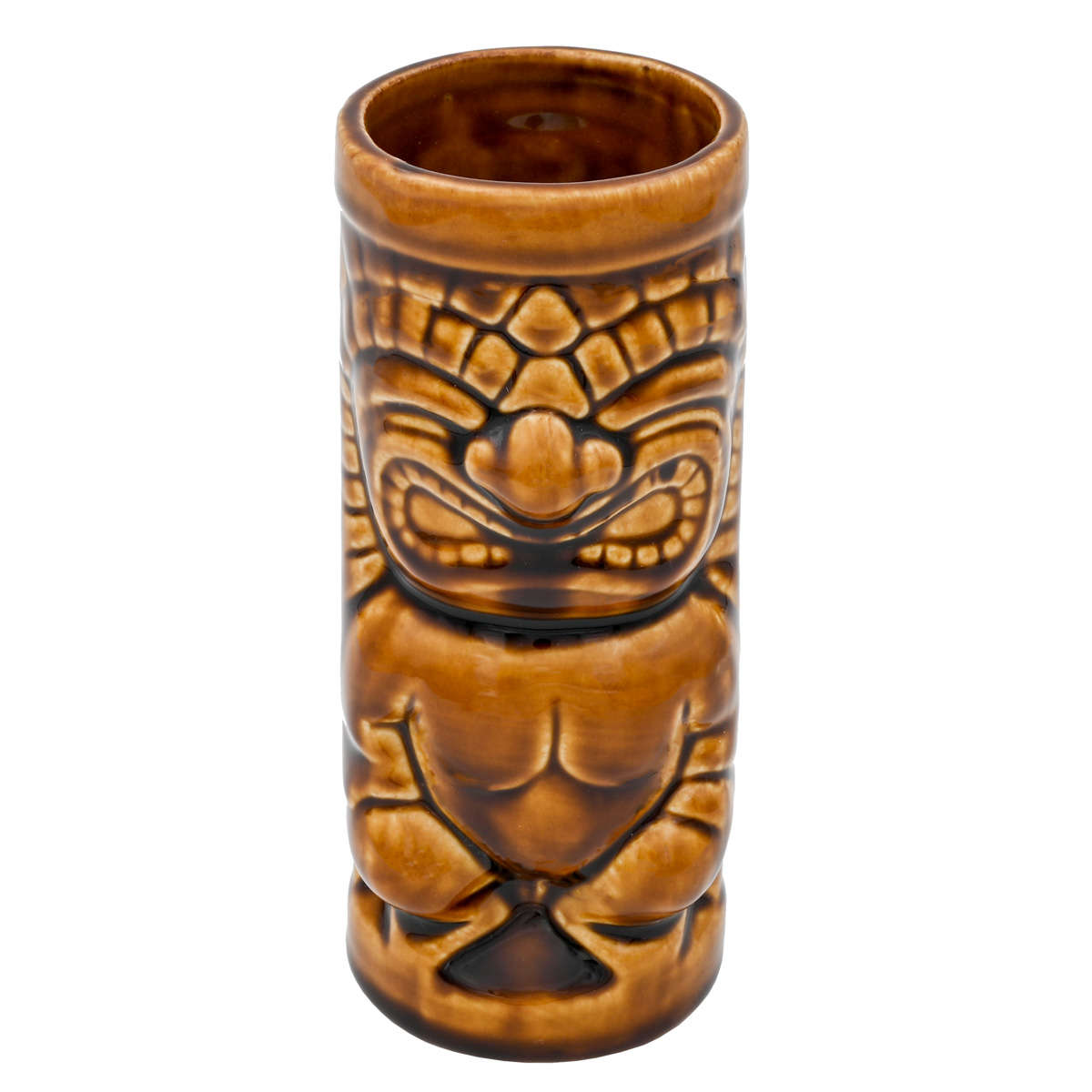 Hellbrauner Tiki Becher mit Boxer Motiv