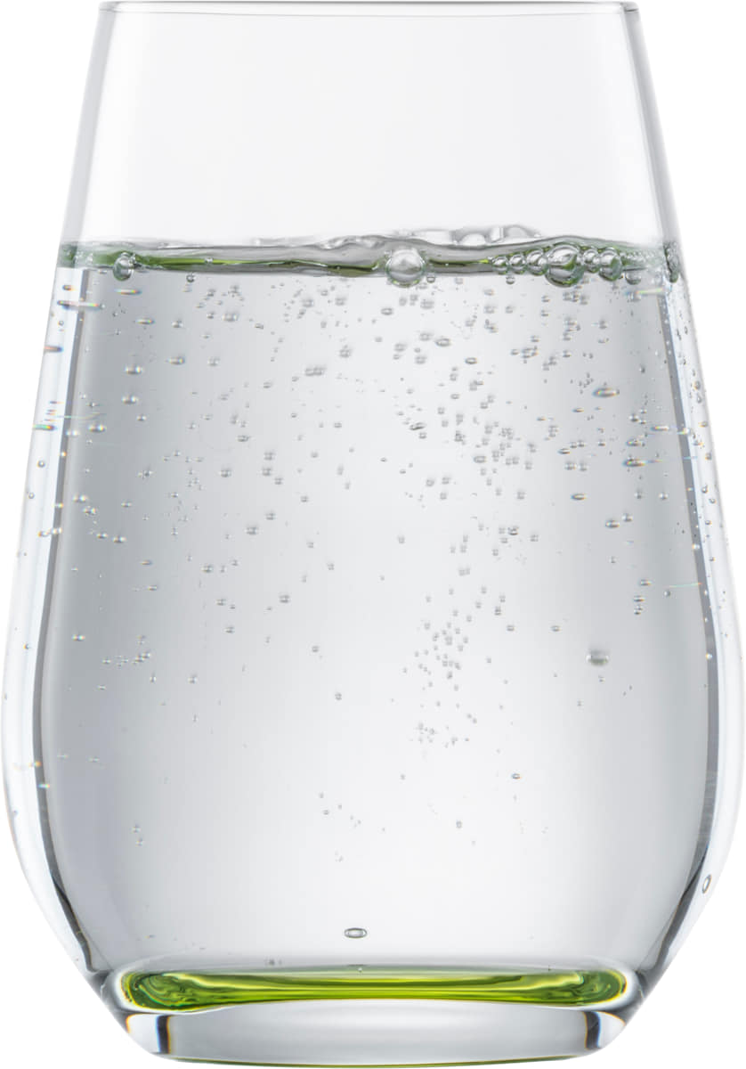 Gefülltes Wasserglas Vina Touch mit grünem Boden