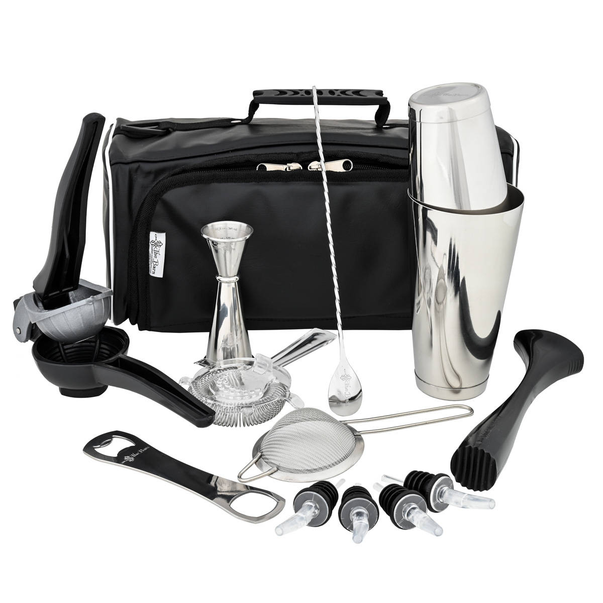 Bartasche mit Cocktail Shaker Set - Tin in Tin Shaker