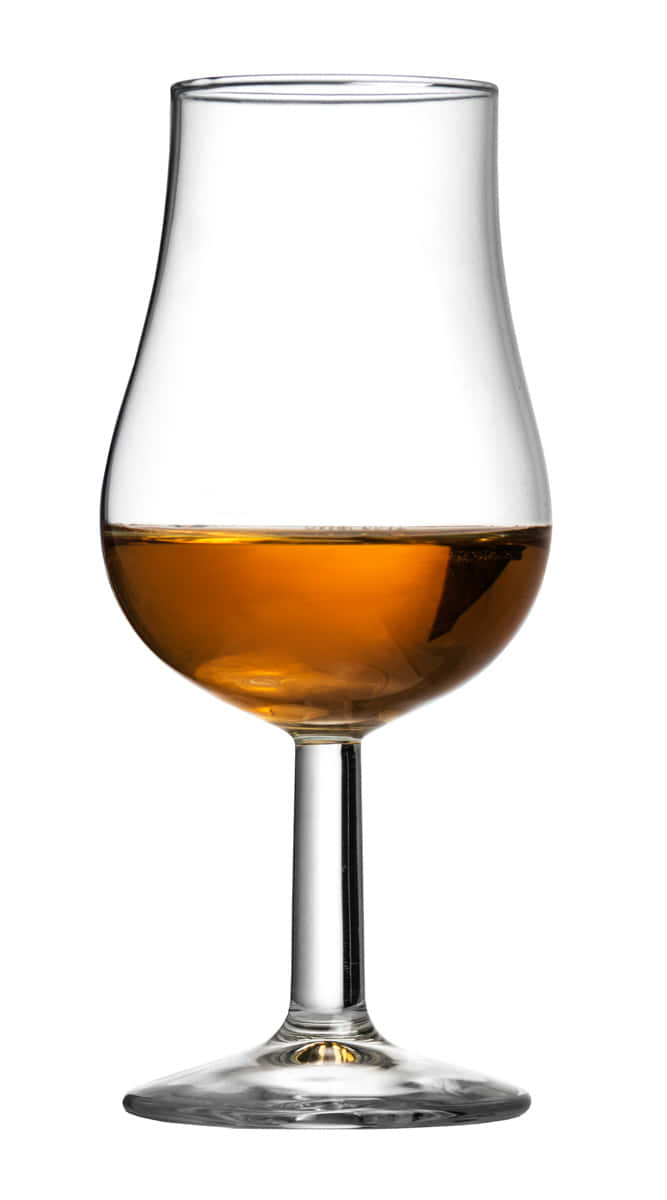 Gefülltes Whisky Tastingglas in Tulpenform mit Stiel