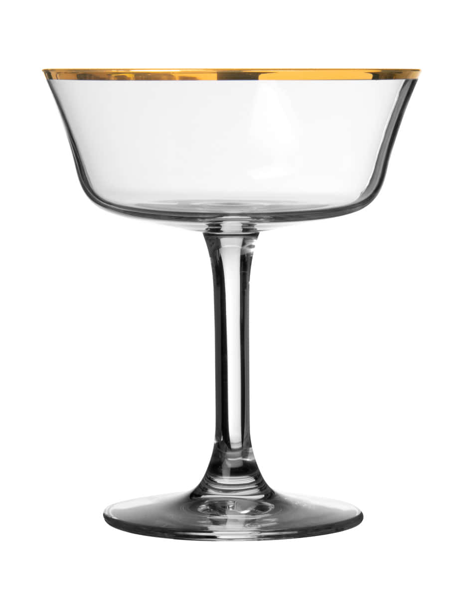 Breites Cocktailglas Retro Fizzio mit Goldrand