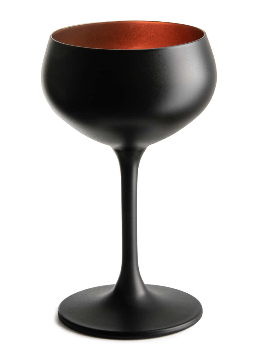 Mattschwarzes Cocktailglas Retro Coupe mit kupferner Innenseite