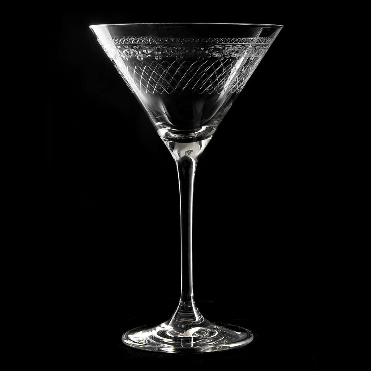 Martiniglas Verdot | 1910er Verzierung - 210 ml Martiniglas mit Verzierung im Stil der 1910er Jahre für Cocktails