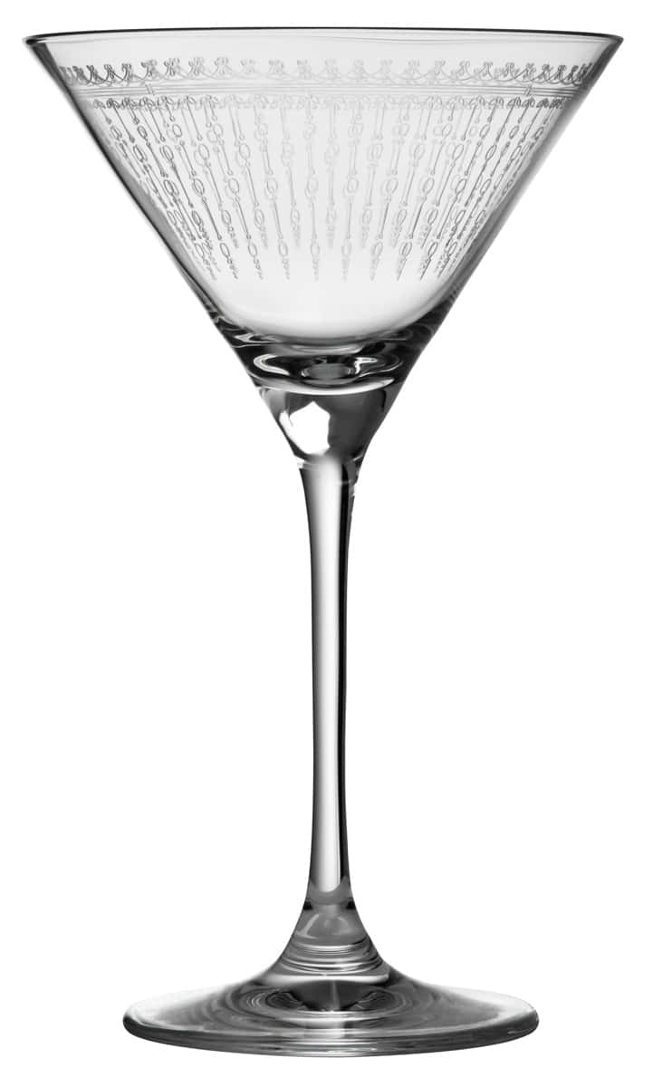 Elegantes Martiniglas mit Verzierung im Stil der 1920er Jahre