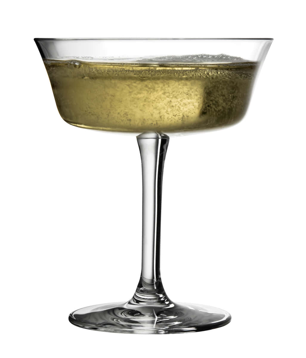 Breites Cocktailglas Retro Fizzio mit Champagner gefüllt