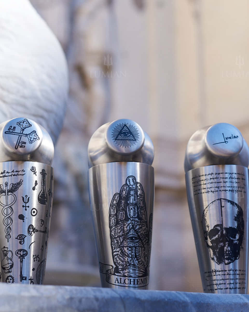 3er-Set French Cocktailshaker der Chrono-Tattoo-Serie Präsentationsbild French Cocktailshaker Chrono-Tattoo-Serie, 3er-Set