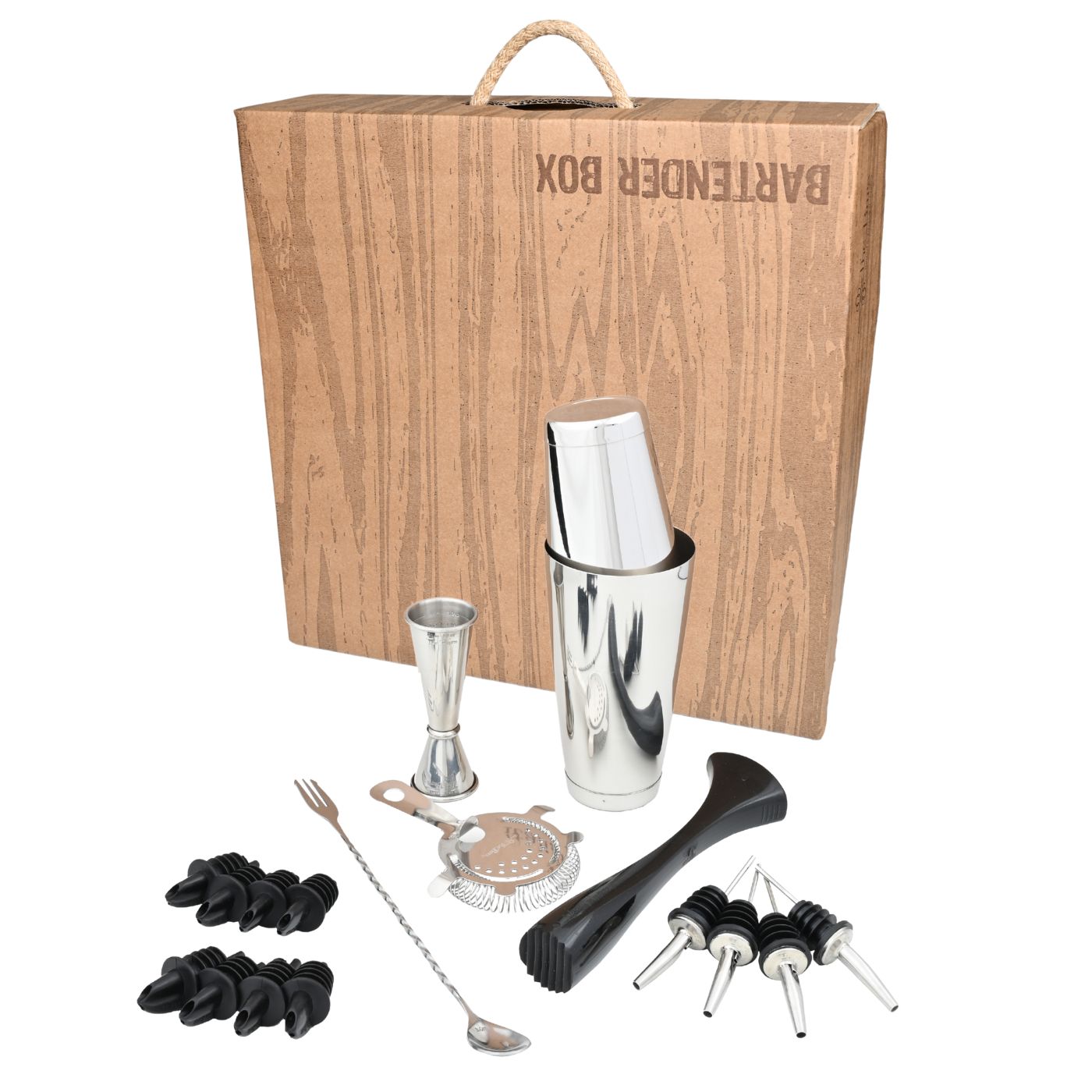 Cocktail Shaker Set 18-teilig - Geschenkbox | Silber