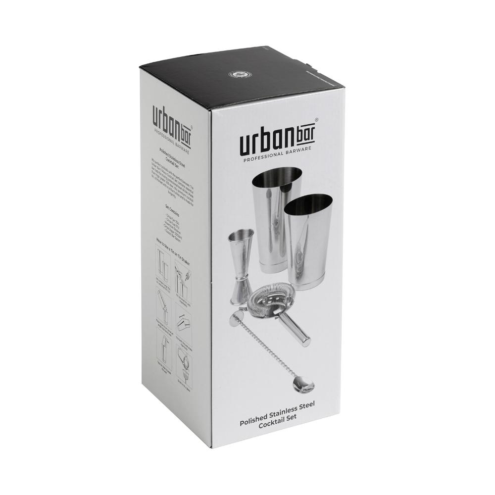 Geschenkbox silberfarbenes Cocktailshaker Set