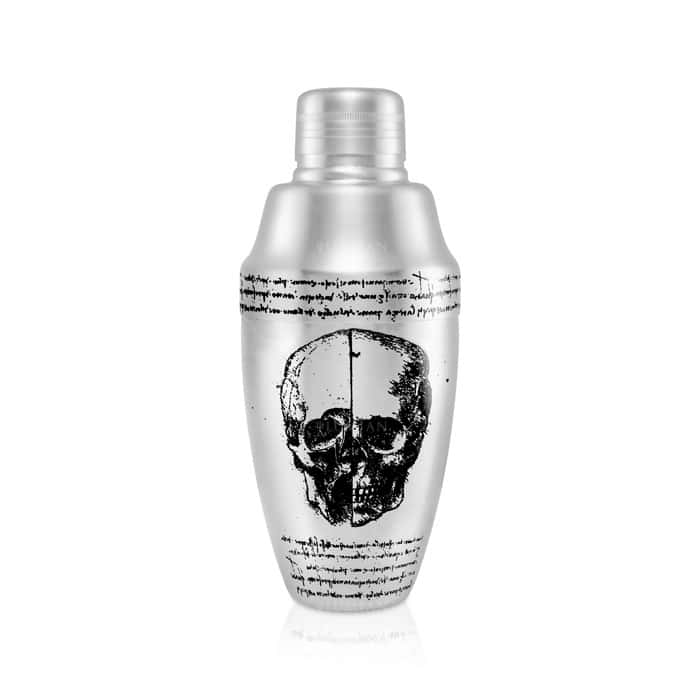 Dreiteiliger Cocktailshaker mit Totenkopf Verzierung Dreiteiliger Cocktailshaker mit Totenkopf Verzierung