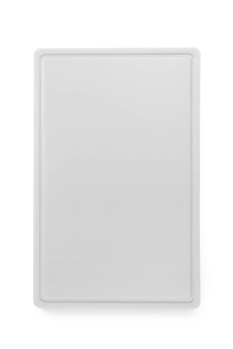 Weißes Schneidbrett mit Auffangrille für Saft in 53x32 cm