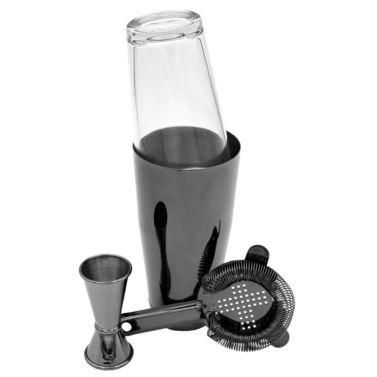 Cocktailshaker Set Boston in der Farbe Schwarz