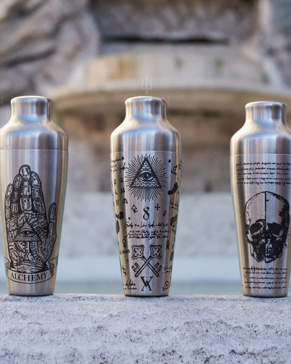 3er-Set French Cocktailshaker der Chrono-Tattoo-Serie Präsentationsbild French Cocktailshaker Chrono-Tattoo-Serie, 3er-Set