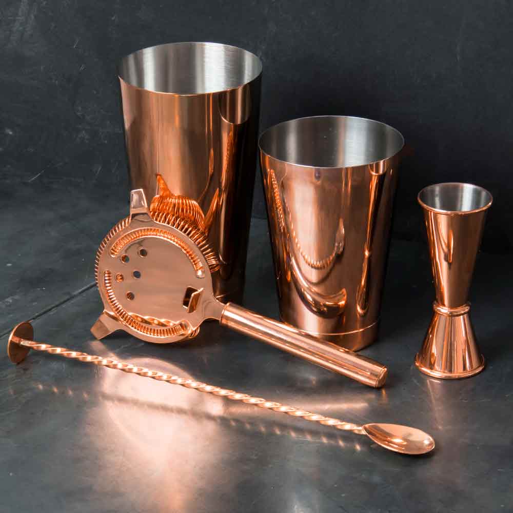 Kupferfarbenes 5-teiliges Cocktailset