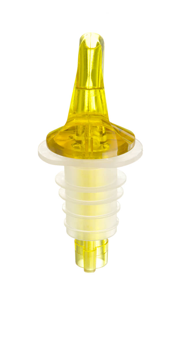 Gelber Freeflow Ausgießer für Alkohol aus Kunststoff
