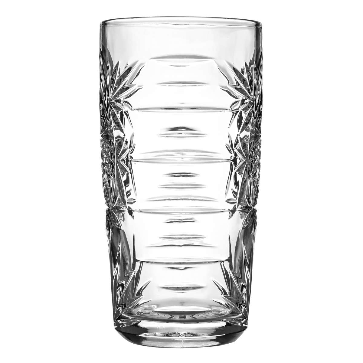 Longdrinkglas mit seitlichen Tiki-Verzierungen