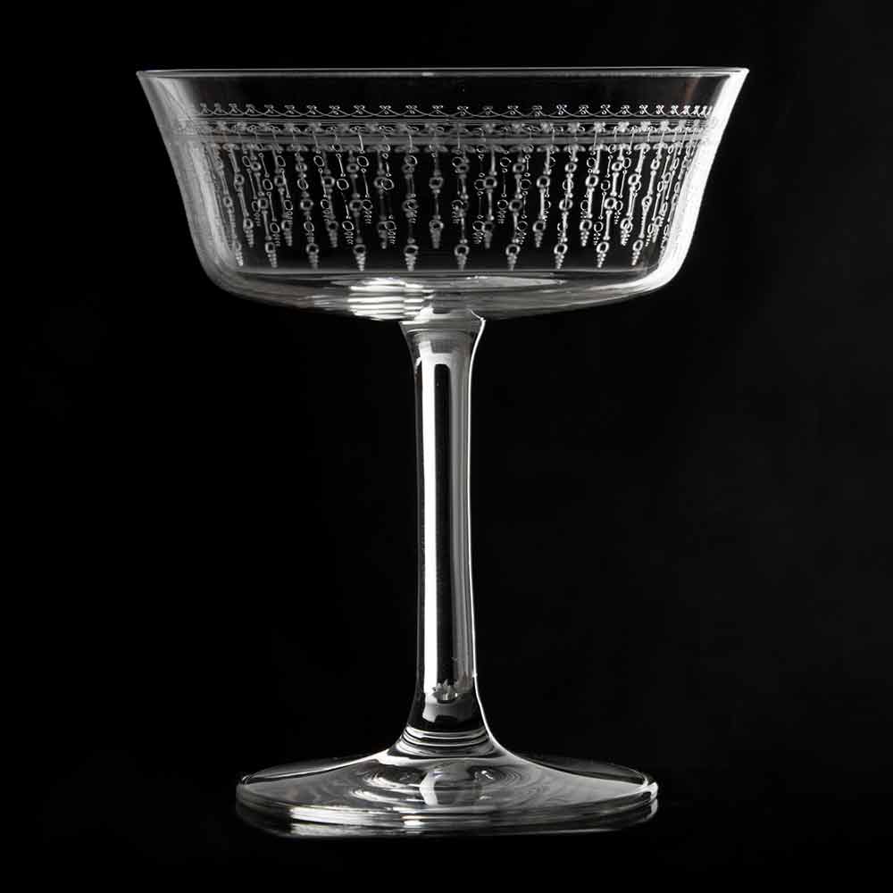 Cocktailglas Retro Fizzio | 1920er Verzierung - 260 ml Breites Cocktailglas Retro Fizzio mit Verzierung
