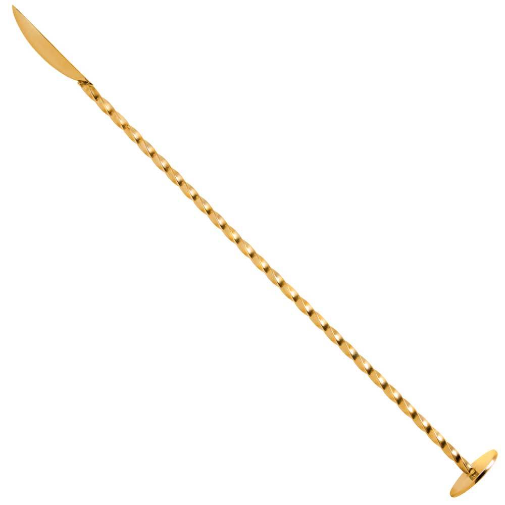 Goldener Barlöffel mit Stößel für Cocktails
