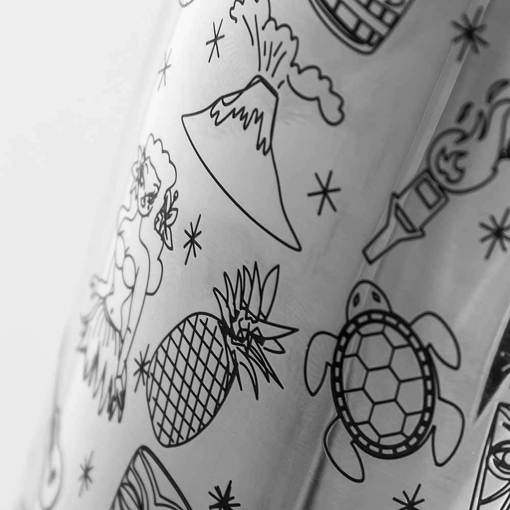 Speedshaker Tiki | Verziert - 630 ml Ananas und Schildkröten Verzierung auf Tin in Tin Cocktailshaker