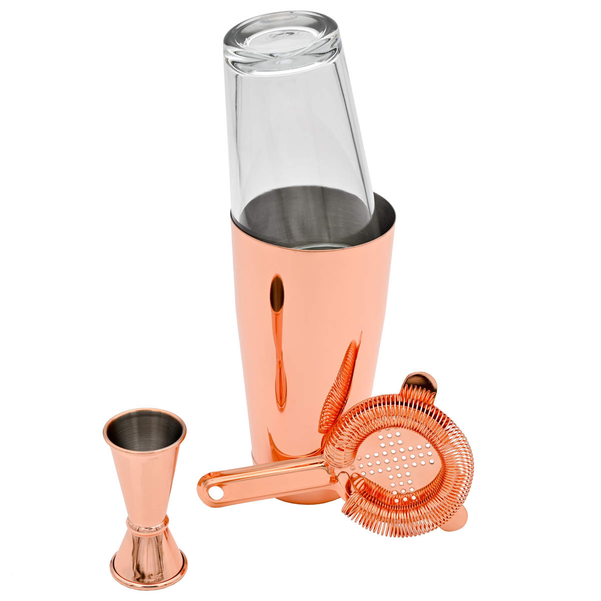Cocktailshaker Set Boston in der Farbe Kupfer