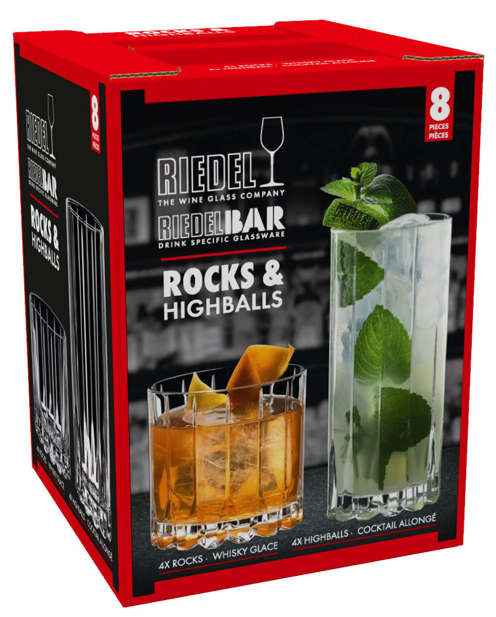 Rocks Glas + Highball Glas - Vorteilsset 4 + 4 Stück  | Drink Specific Glasware - Riedel Bar