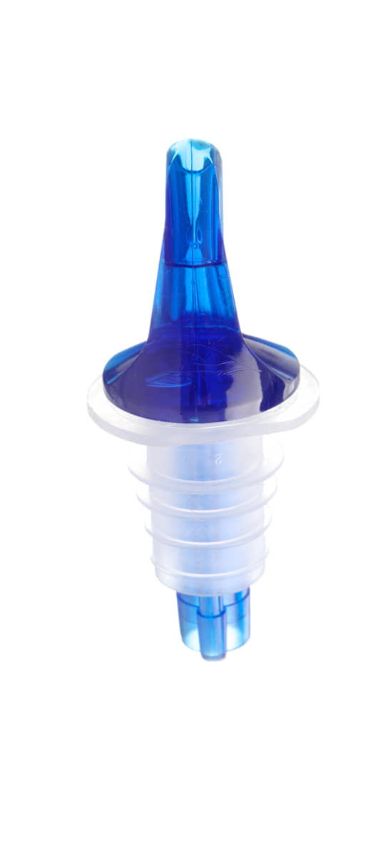 Blauer Freeflow Ausgießer für Alkohol aus Kunststoff
