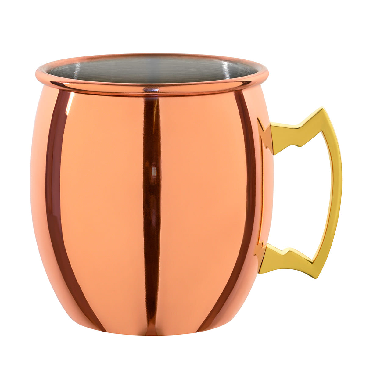 Glatter Moscow Mule Kupferbecher mit goldenem Griff