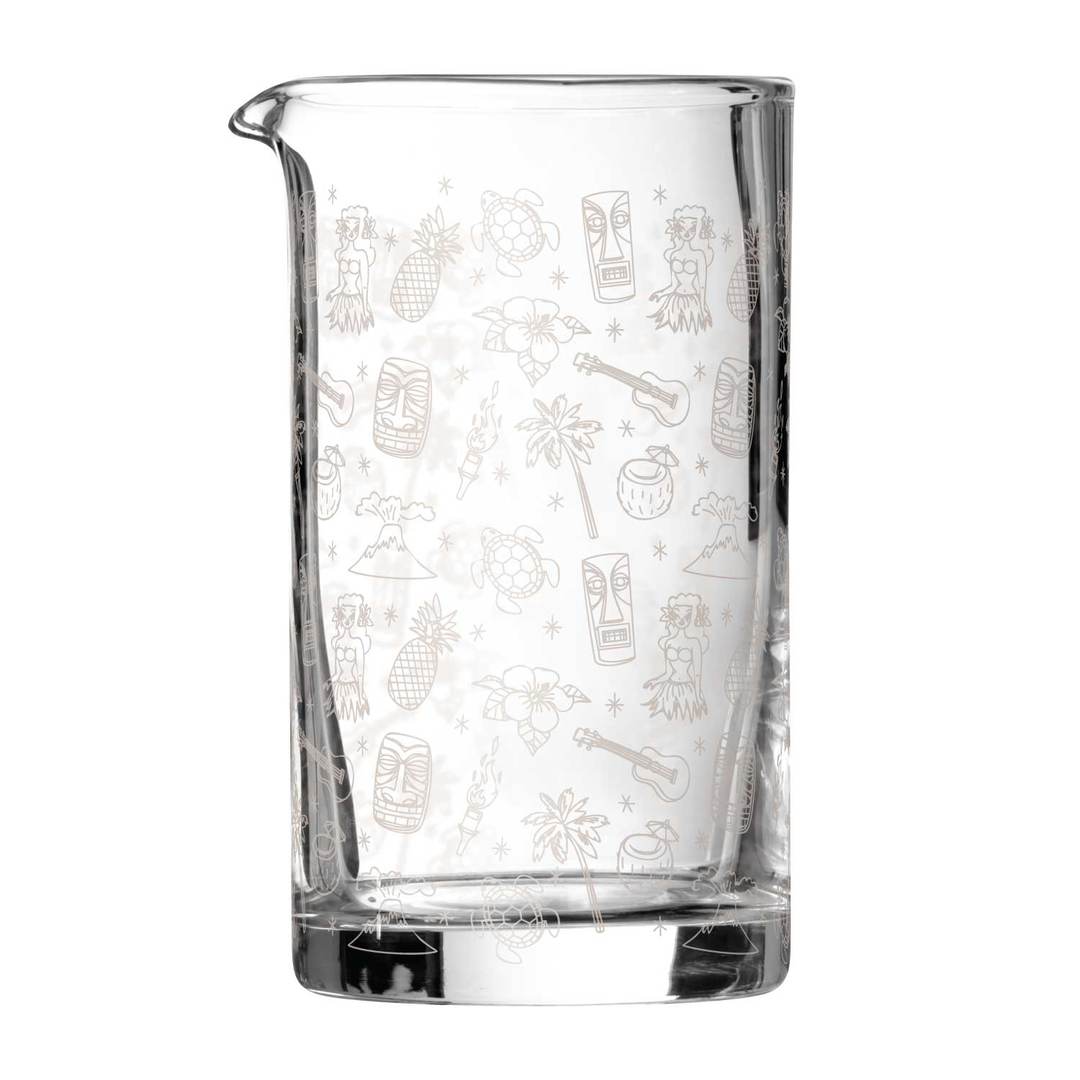 Cocktail-Rührglas mit Verzierungen im Tiki-Style