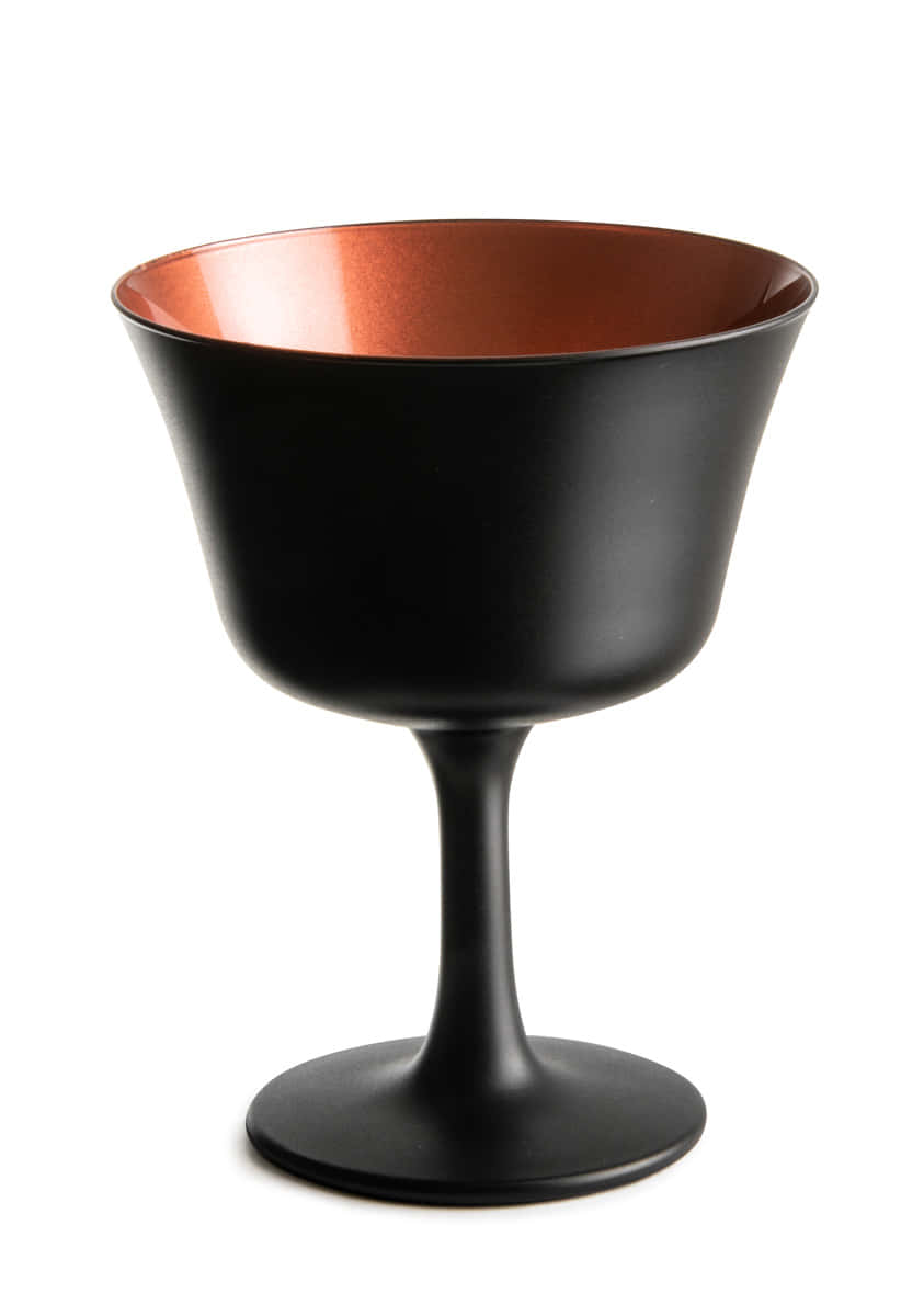 Mattschwarzes Cocktailglas Retro Fizz mit kupferner Innenseite