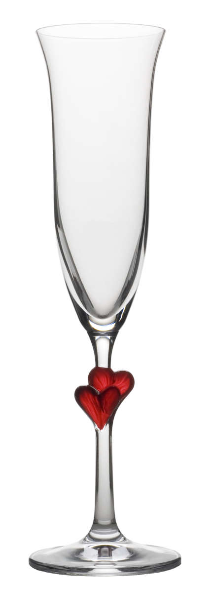 Sektglas L'amour - rote Herzen | Stölzle Lausitz | 2 Stück