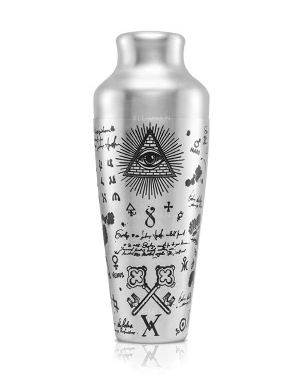 French Cocktailshaker Chrono, Lumian-Tattoo-Style French Cocktailshaker Chrono mi Verzierungen im Lumian-Tattoo-Stil