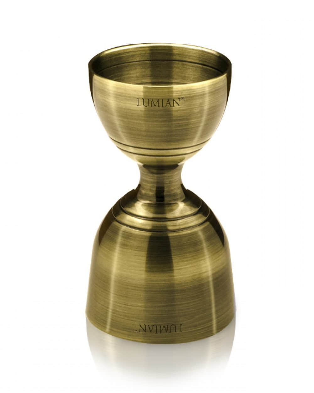Barmaß in Bronze mit halbrunden Messbechern